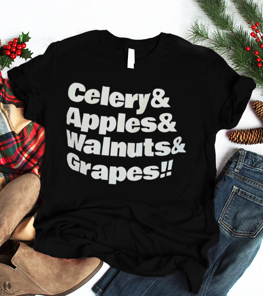 Celery Apples Walnuts Grapes Food Ingredients List T-Shirt
