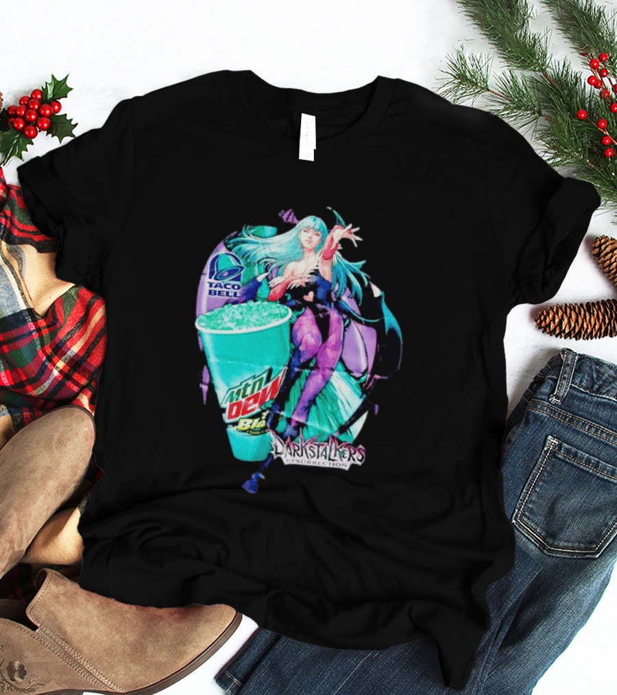 Morrigan Aensland Darkstalkers Taco Bell Mountain Dew Baja Blast Resurrection T-Shirt