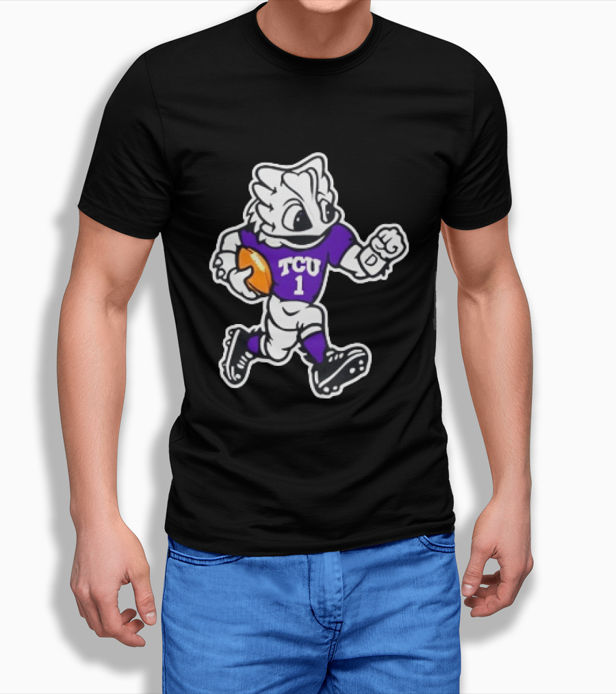 TCU Horned Frog Mascot Running Football TCU 1 Fan Gear T-Shirt