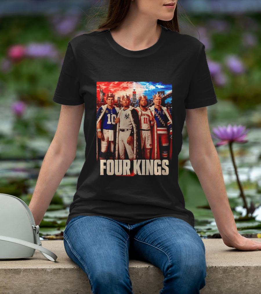 Four Kings New York Giants Yankees Knicks Rangers T-Shirt