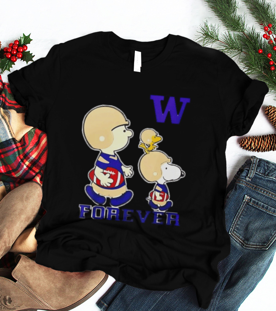 Peanuts Characters Football Players Washington Huskies W Forever T-Shirt