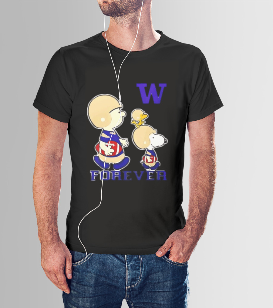 Peanuts Characters Football Players Washington Huskies W Forever T-Shirt