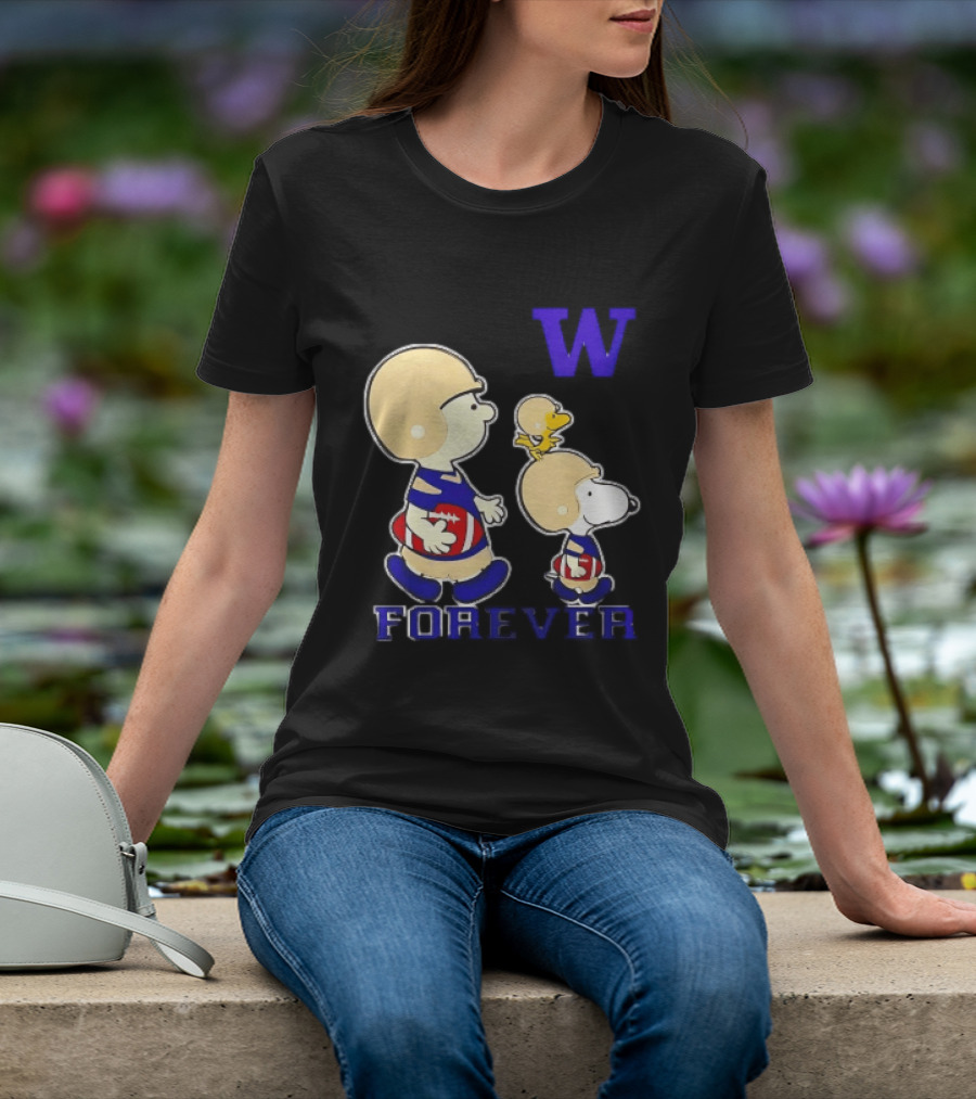 Peanuts Characters Football Players Washington Huskies W Forever T-Shirt