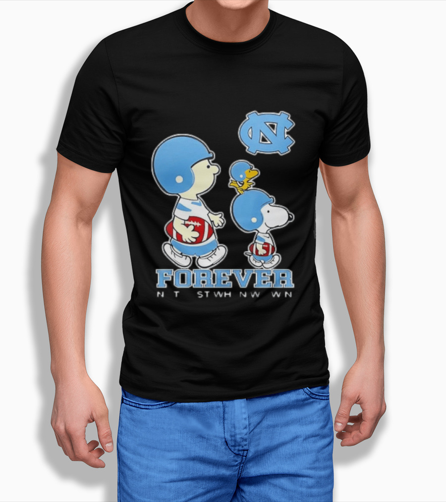 UNC Tar Heels Snoopy Charlie Brown Football Forever T-Shirt