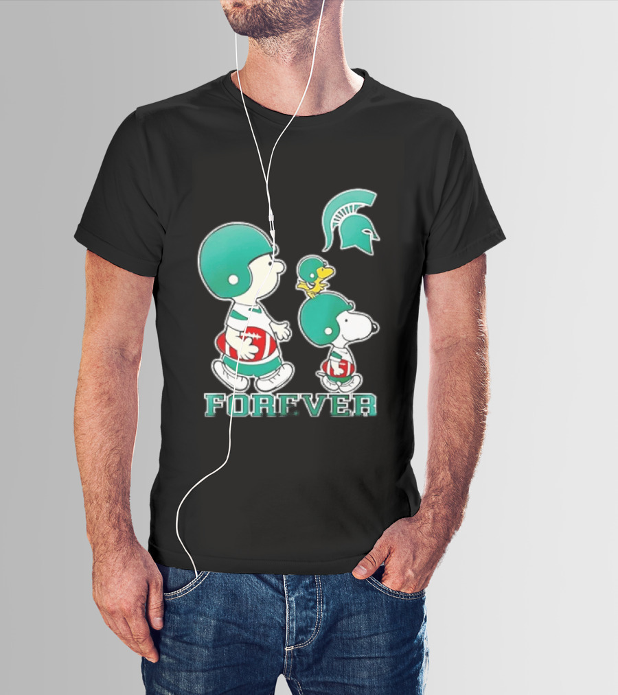 Peanuts Woodstock Charlie Brown Snoopy Michigan State Spartans Forever T-Shirt
