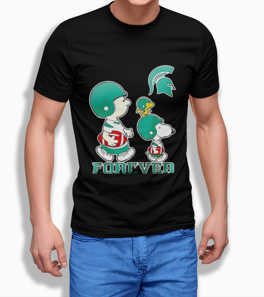 Peanuts Woodstock Charlie Brown Snoopy Michigan State Spartans Forever T-Shirt