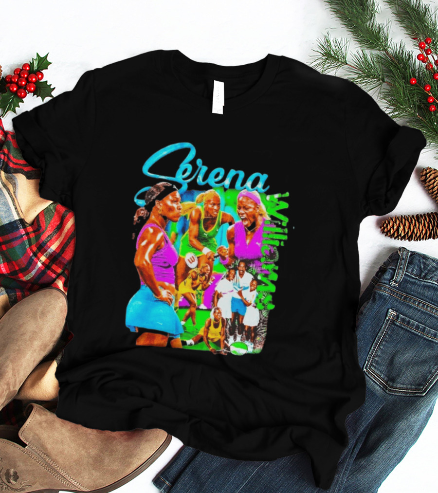Serena Williams Vibrant Tennis Champion Collage T-Shirt