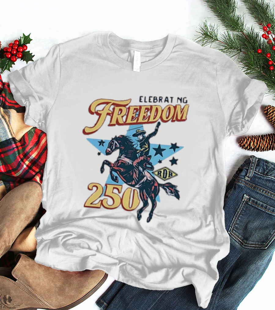 Celebrating Freedom 250 Years RDR Cowboy Rodeo Stars T-Shirt