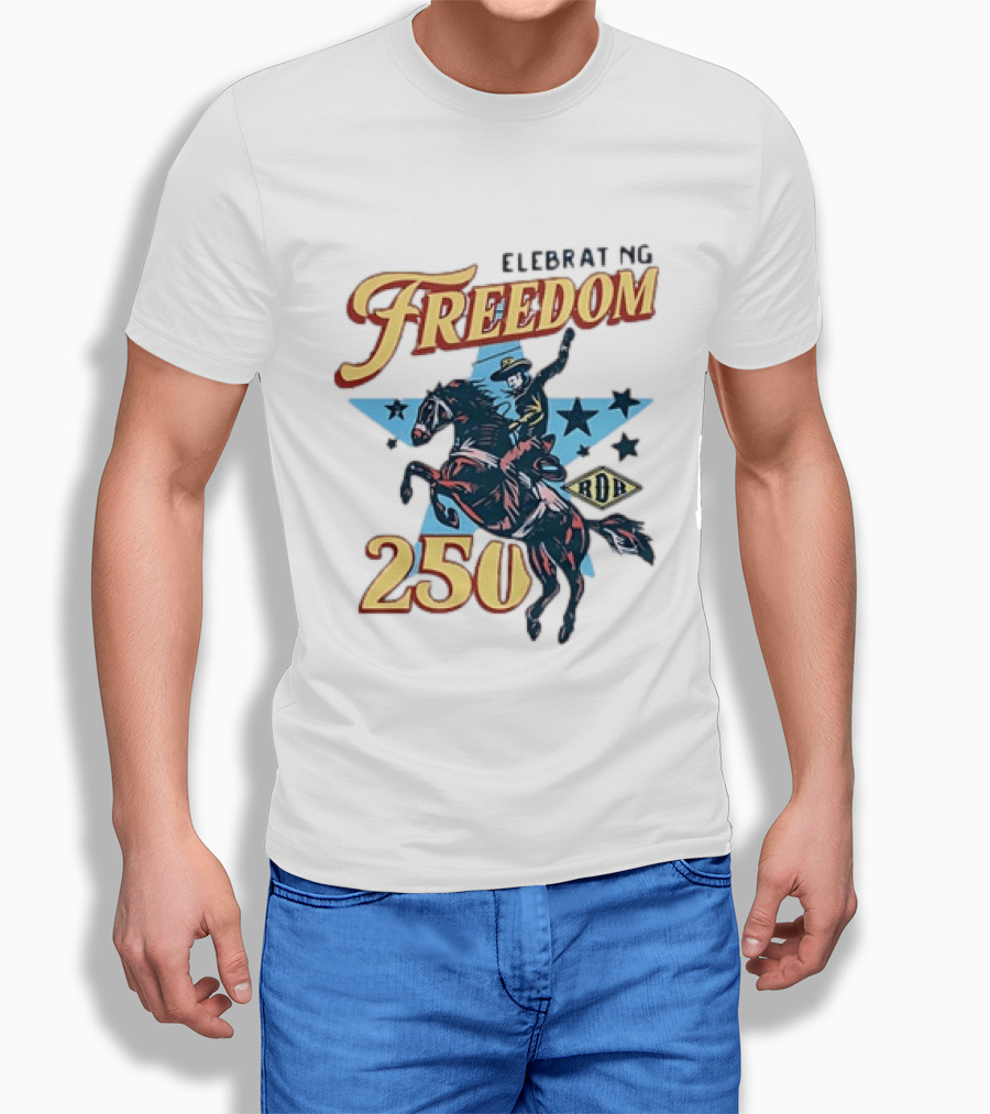 Celebrating Freedom 250 Years RDR Cowboy Rodeo Stars T-Shirt