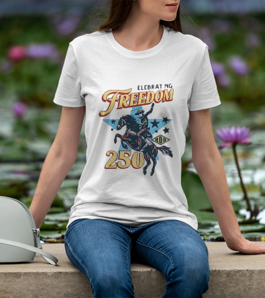 Celebrating Freedom 250 Years RDR Cowboy Rodeo Stars T-Shirt