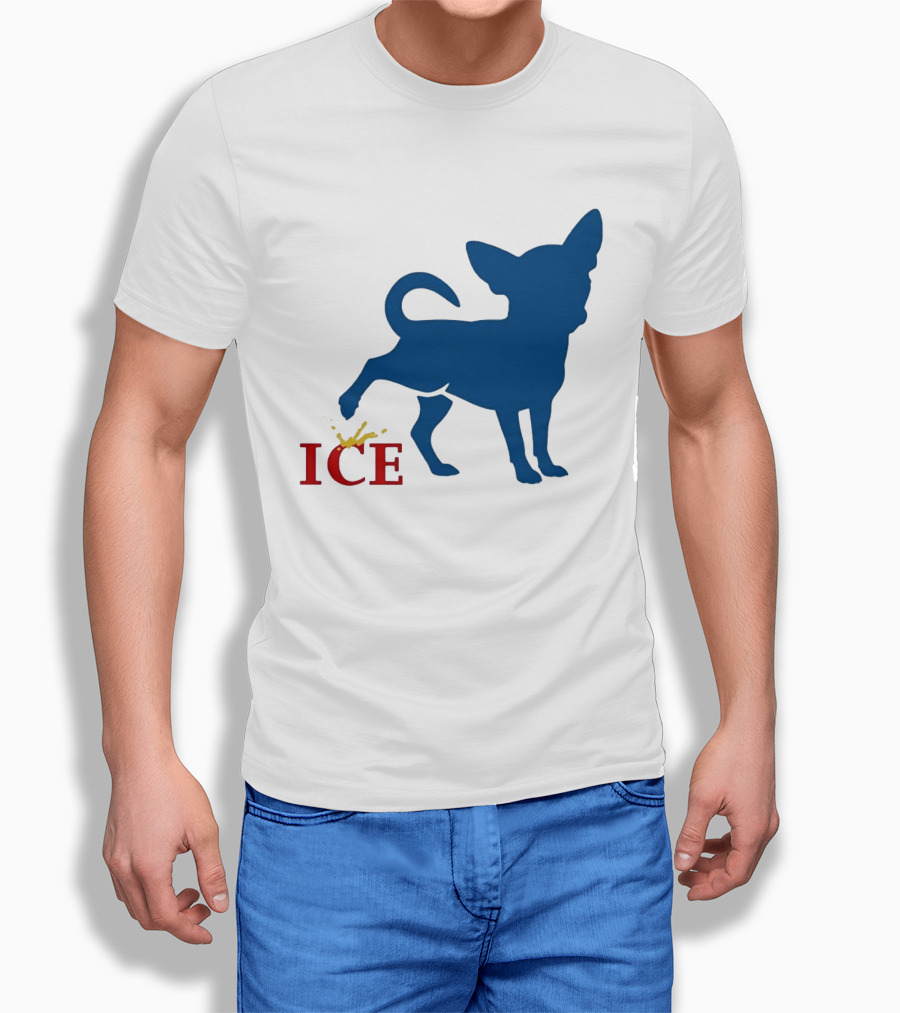 Chihuahua Urinating On ICE Text Representation T-Shirt