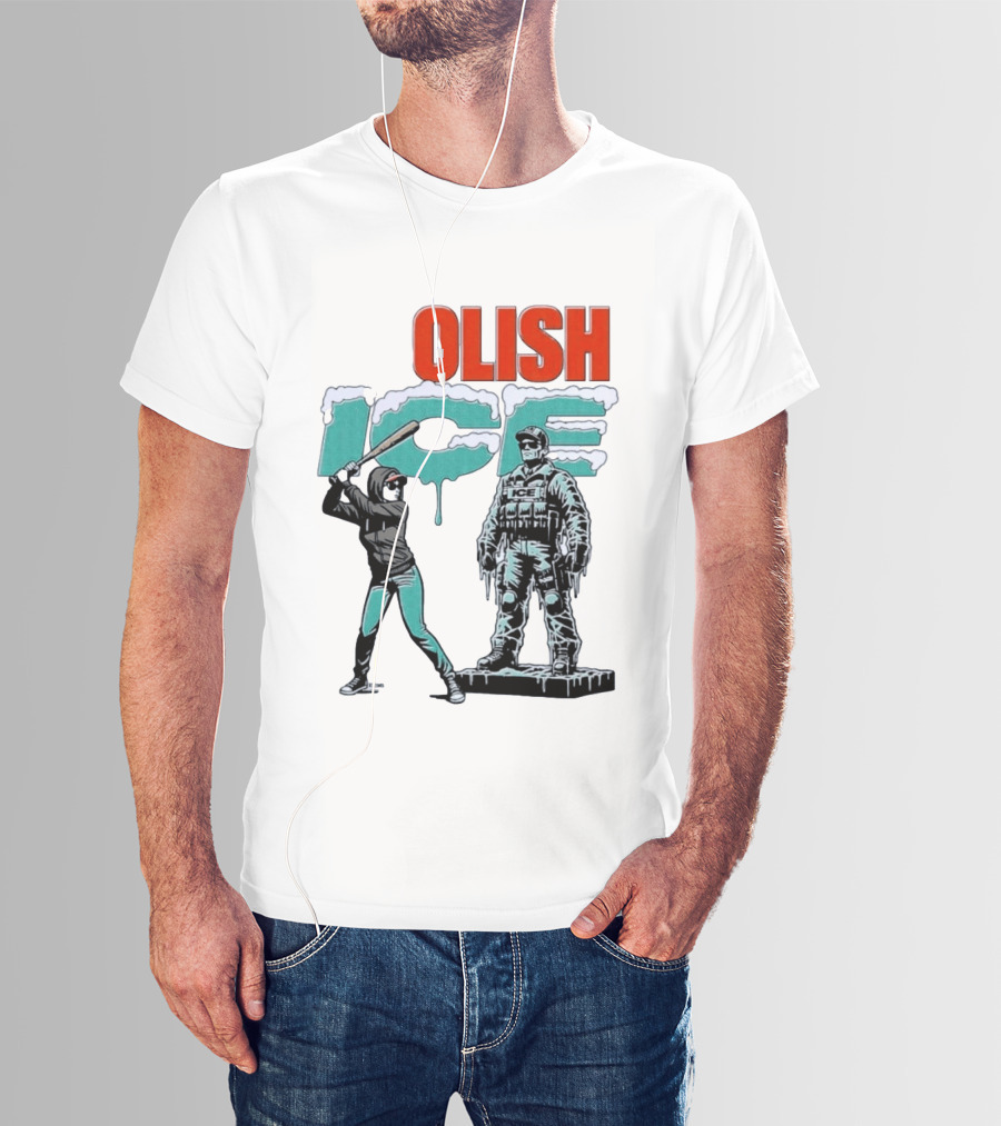 Krime Olish ICE Woman With Baseball Bat Smashing Statue T-Shirt
