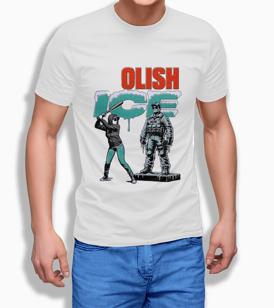 Krime Olish ICE Woman With Baseball Bat Smashing Statue T-Shirt