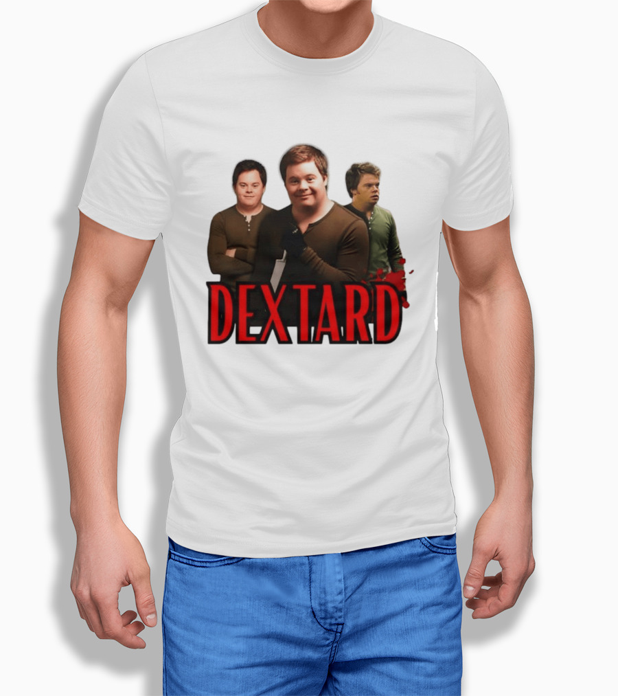 Dextard Meme Parody With Triple Character Image And Red T-Shirt