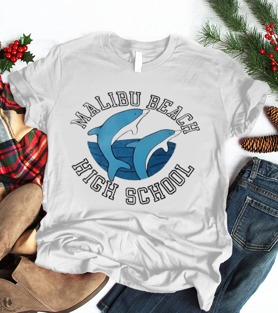 Malibu Beach High School Dolphins Ocean T-Shirt
