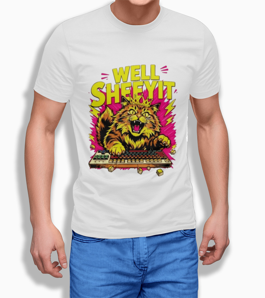 Well Sheeyit Crowned Cat Typing On Keyboard T-Shirt