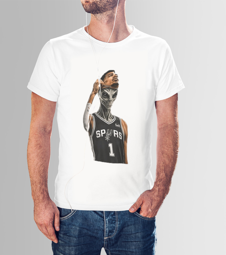 Wembanyama Spurs Alien Takeover Face Reveal Self 1 T-Shirt