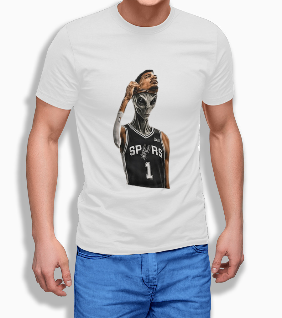 Wembanyama Spurs Alien Takeover Face Reveal Self 1 T-Shirt