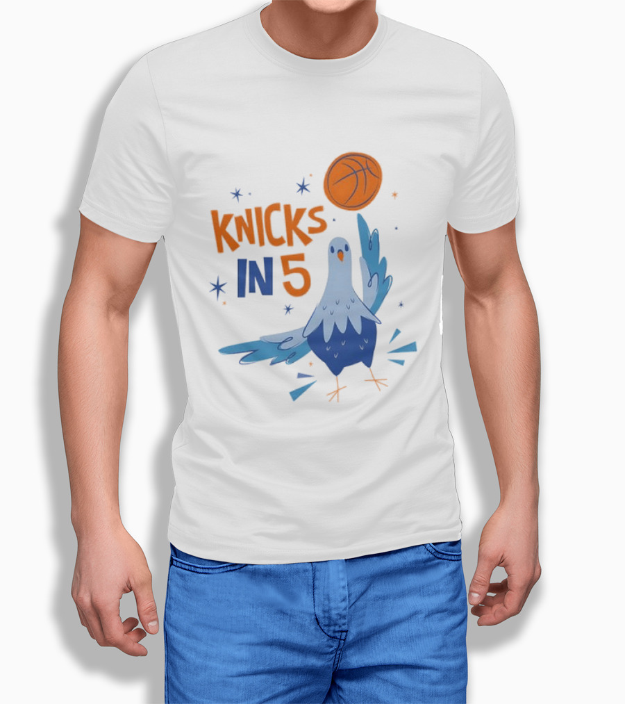 New York Knicks NBA Pigeon Basketball Knicks In 5 T-Shirt