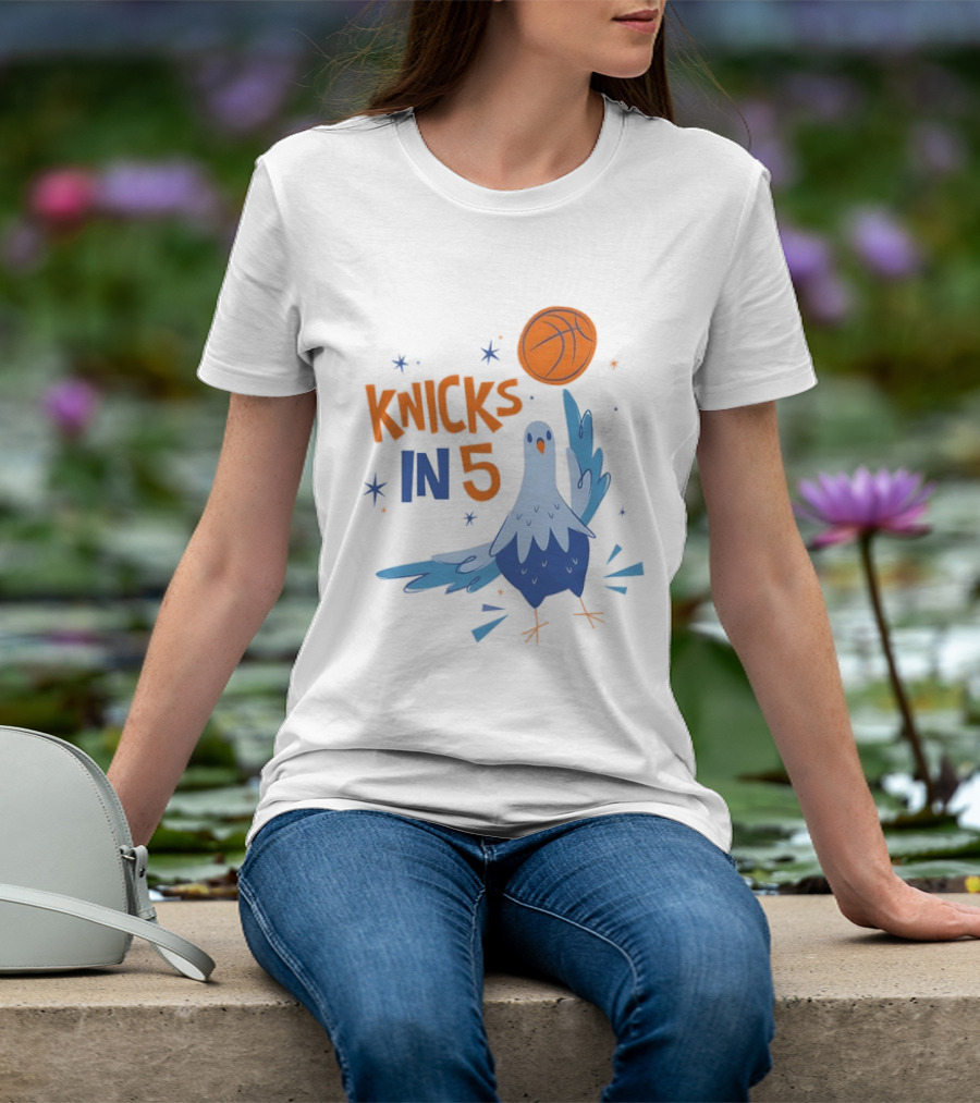 New York Knicks NBA Pigeon Basketball Knicks In 5 T-Shirt