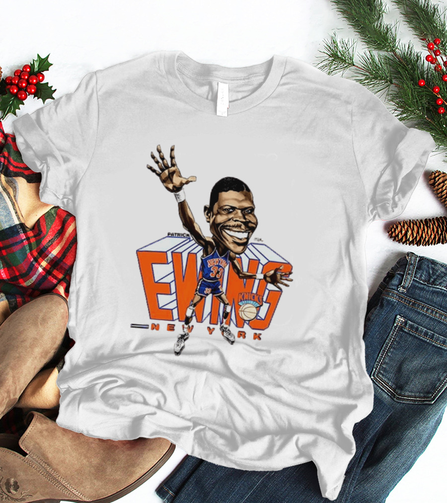 Patrick Ewing New York Knicks NBA Caricature Basketball Legend T-Shirt
