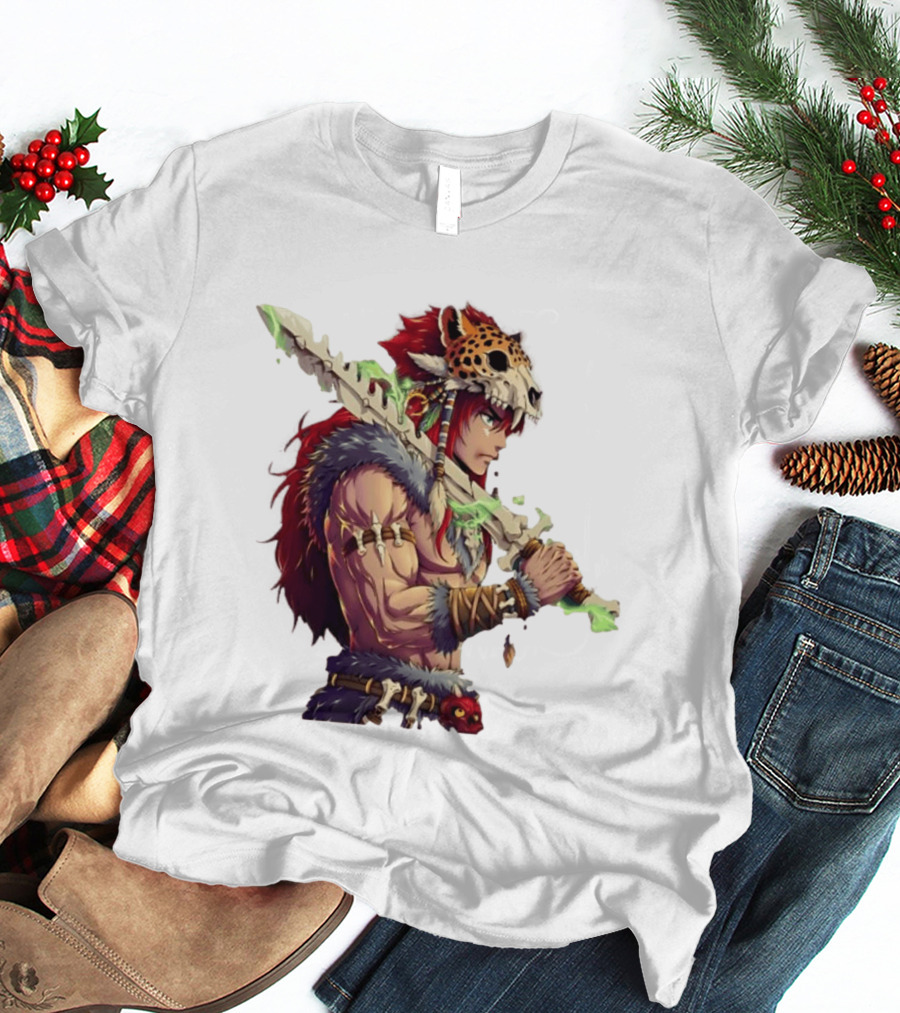 Jaguar Warrior Aztec Fantasy Glowing Bone Sword Warrior T-Shirt