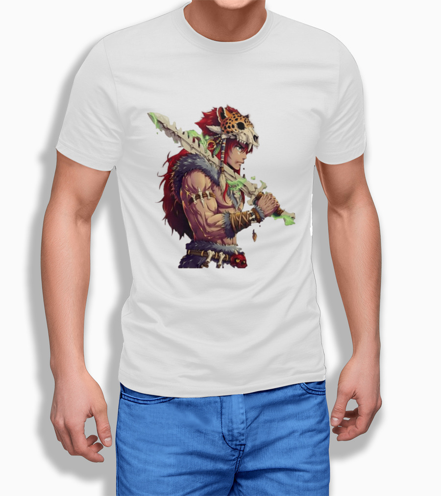 Jaguar Warrior Aztec Fantasy Glowing Bone Sword Warrior T-Shirt