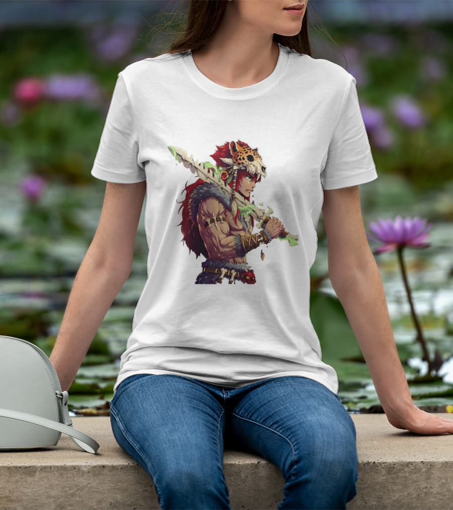 Jaguar Warrior Aztec Fantasy Glowing Bone Sword Warrior T-Shirt