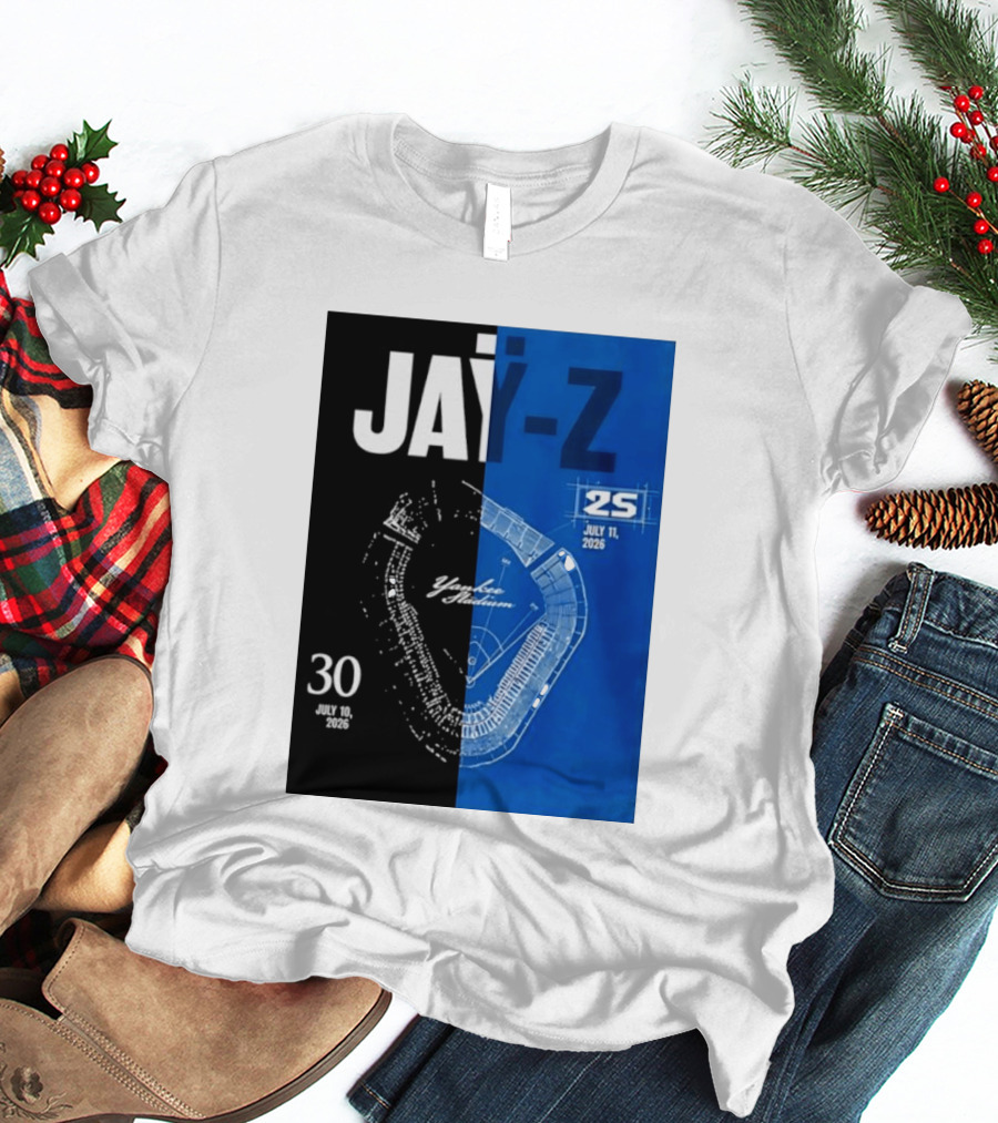 Jay Z Yankee Stadium July 10 11 2026 Celebration With Map Blueprint T-Shirt