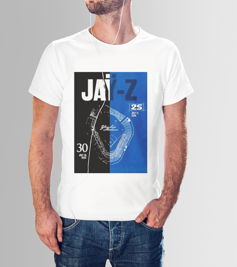 Jay Z Yankee Stadium July 10 11 2026 Celebration With Map Blueprint T-Shirt