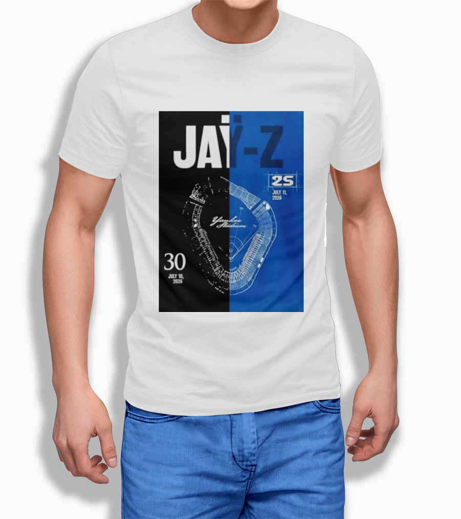 Jay Z Yankee Stadium July 10 11 2026 Celebration With Map Blueprint T-Shirt
