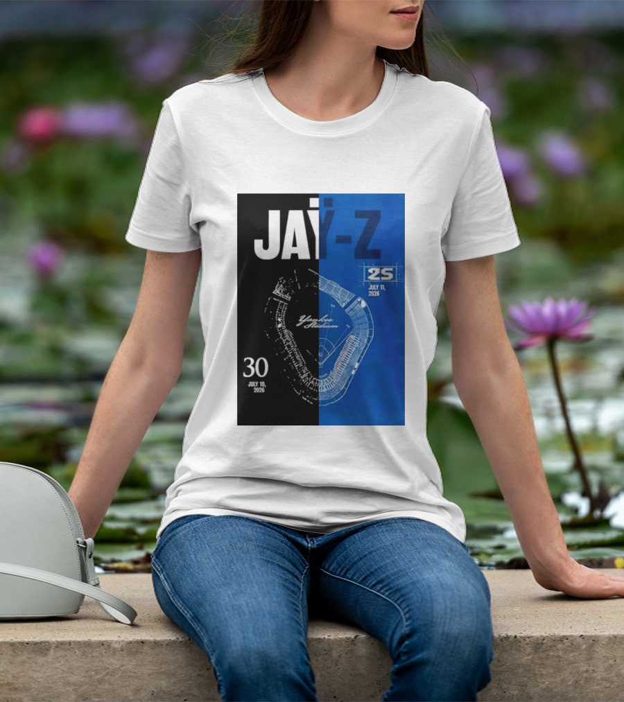 Jay Z Yankee Stadium July 10 11 2026 Celebration With Map Blueprint T-Shirt