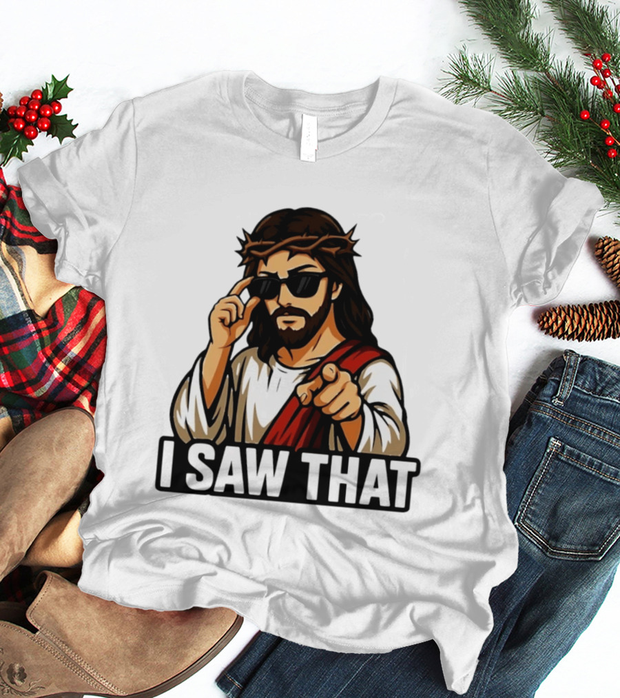 Jesus I Saw That Sunglasses Pointing Gesture T-Shirt