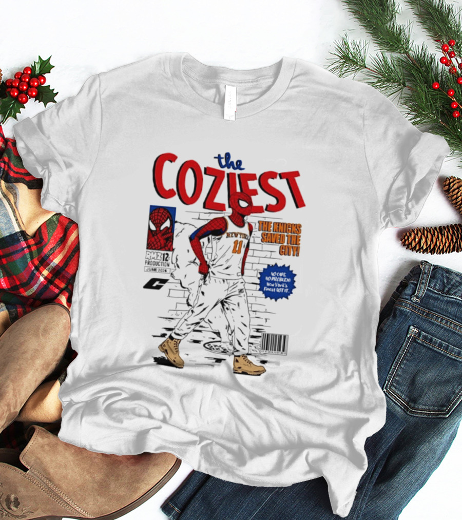 The Coziest Spider Man New York Knicks 01 The Knicks Saved The City No Cape No Problem T-Shirt