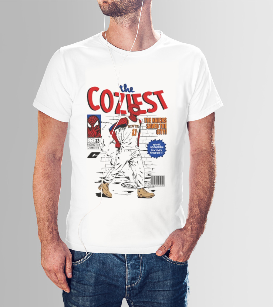 The Coziest Spider Man New York Knicks 01 The Knicks Saved The City No Cape No Problem T-Shirt