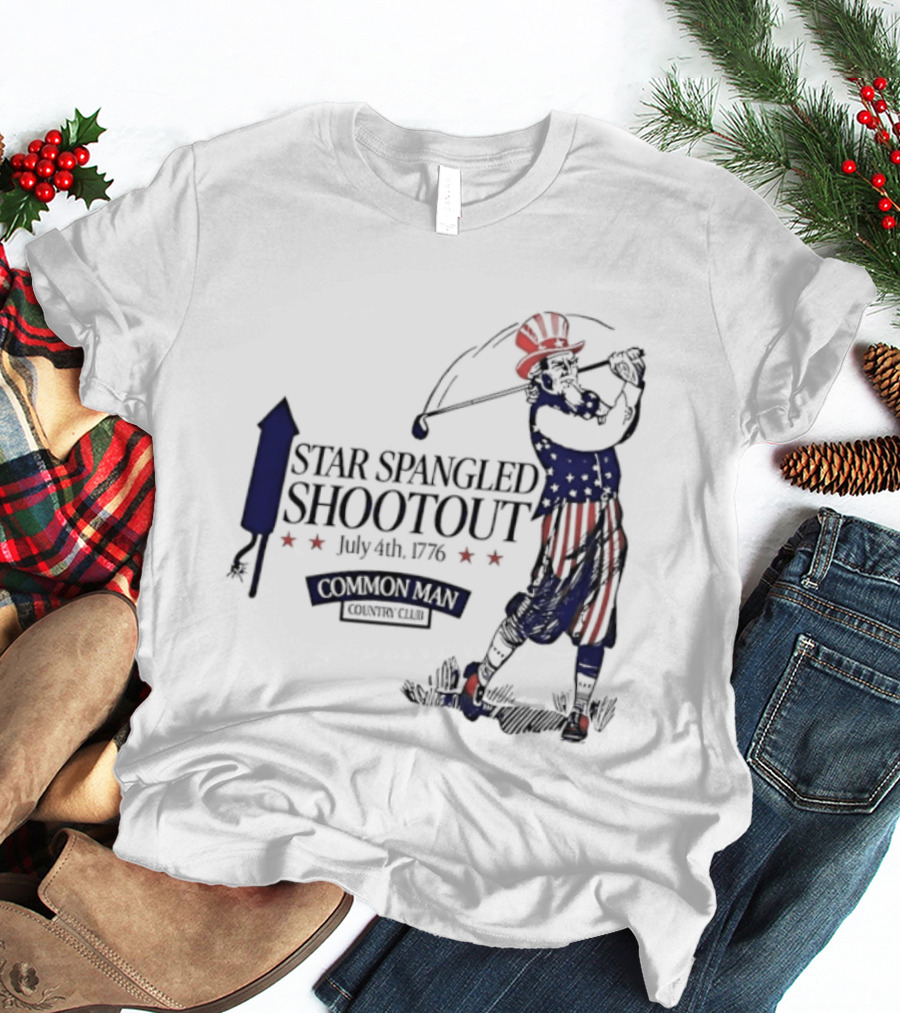 Star Spangled Shootout Common Man Country Club Patriotic Golfer T-Shirt