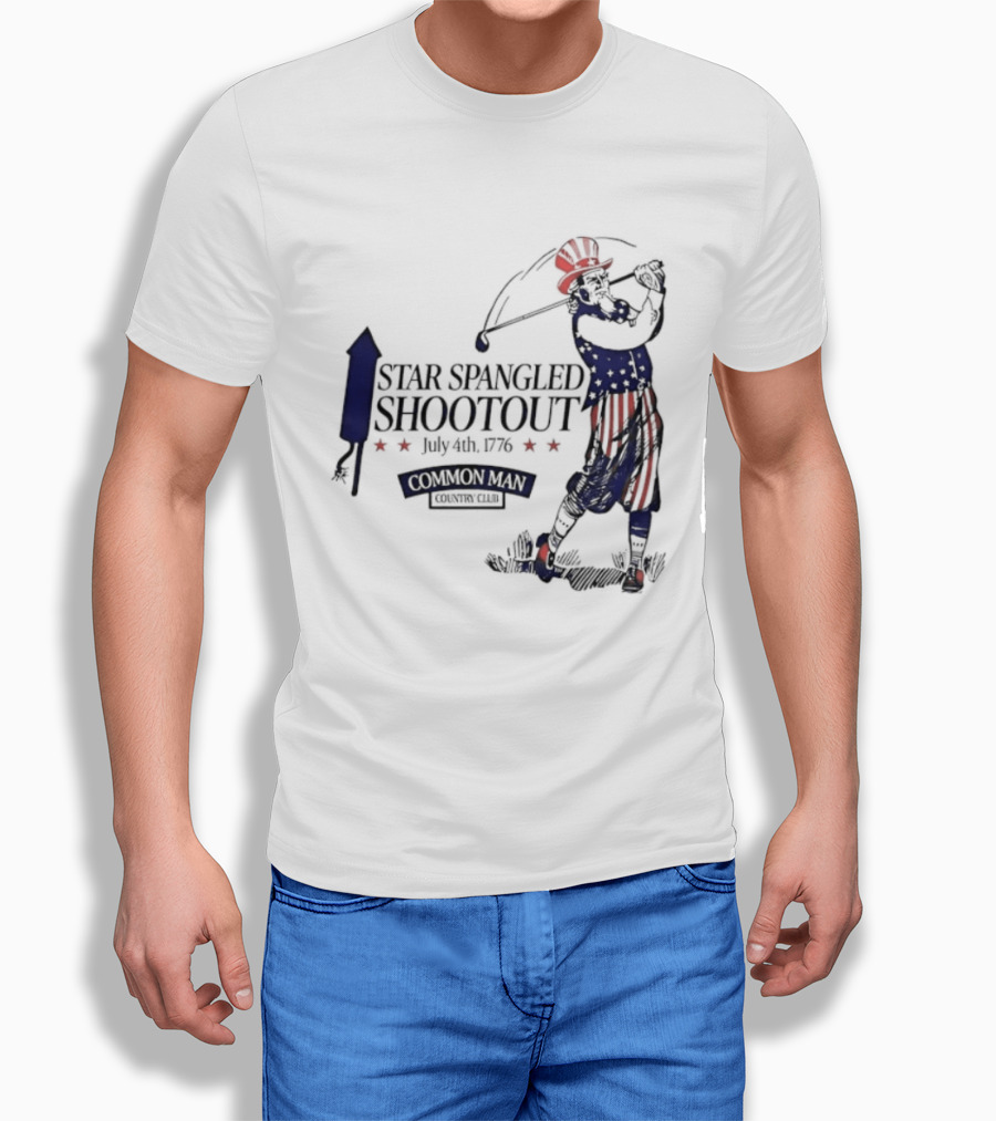 Star Spangled Shootout Common Man Country Club Patriotic Golfer T-Shirt