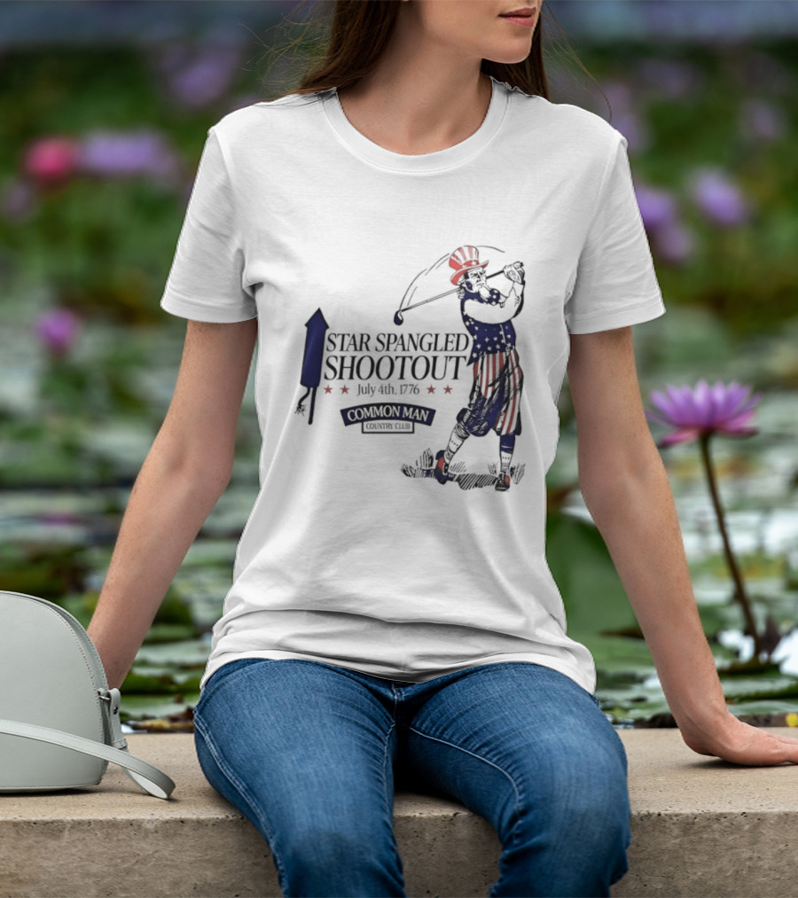 Star Spangled Shootout Common Man Country Club Patriotic Golfer T-Shirt