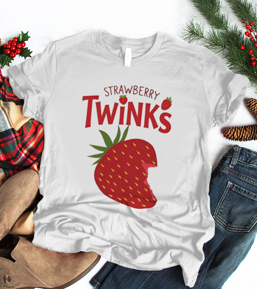 Strawberry Twinks Fruit Snack Pun Playful Bite T-Shirt