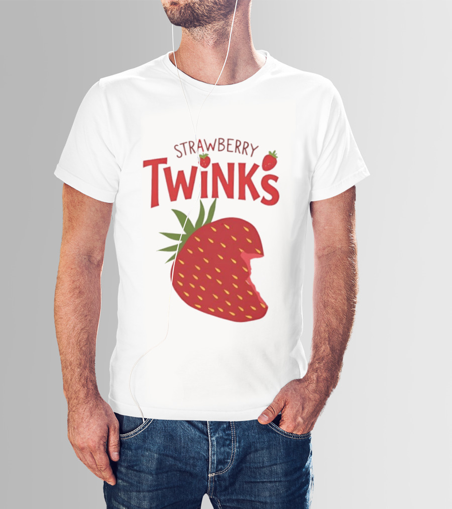 Strawberry Twinks Fruit Snack Pun Playful Bite T-Shirt