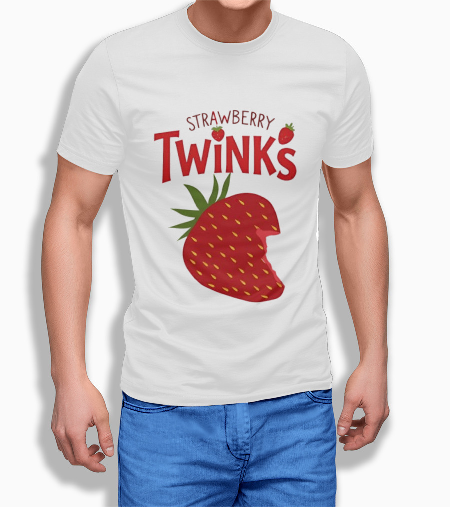 Strawberry Twinks Fruit Snack Pun Playful Bite T-Shirt