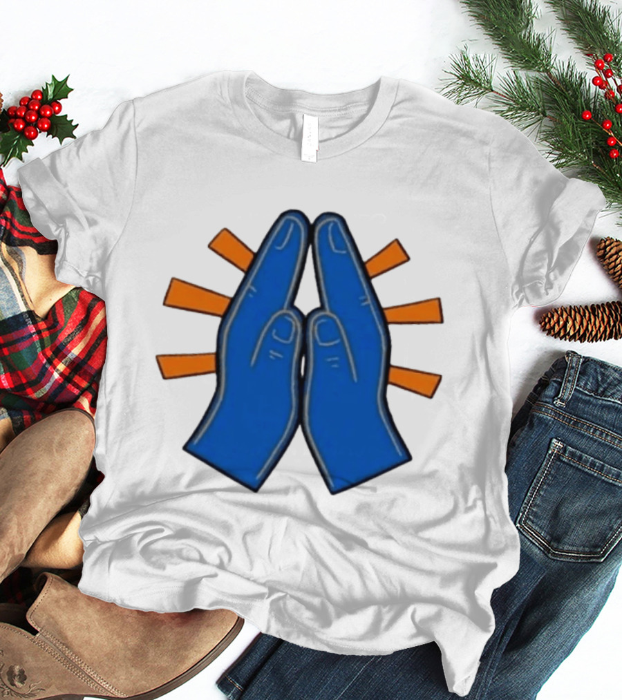 Please Just Make It All Worth It Blue Praying Hands Emoji T-Shirt