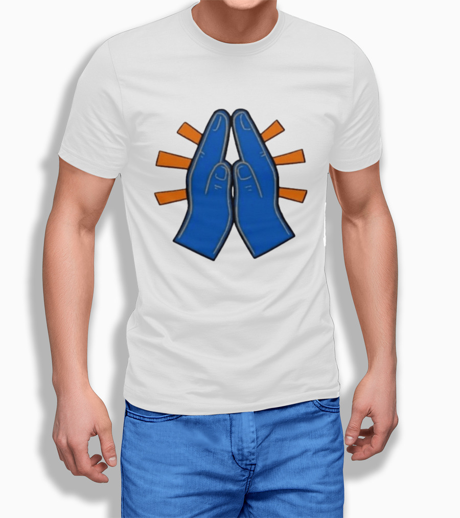Please Just Make It All Worth It Blue Praying Hands Emoji T-Shirt