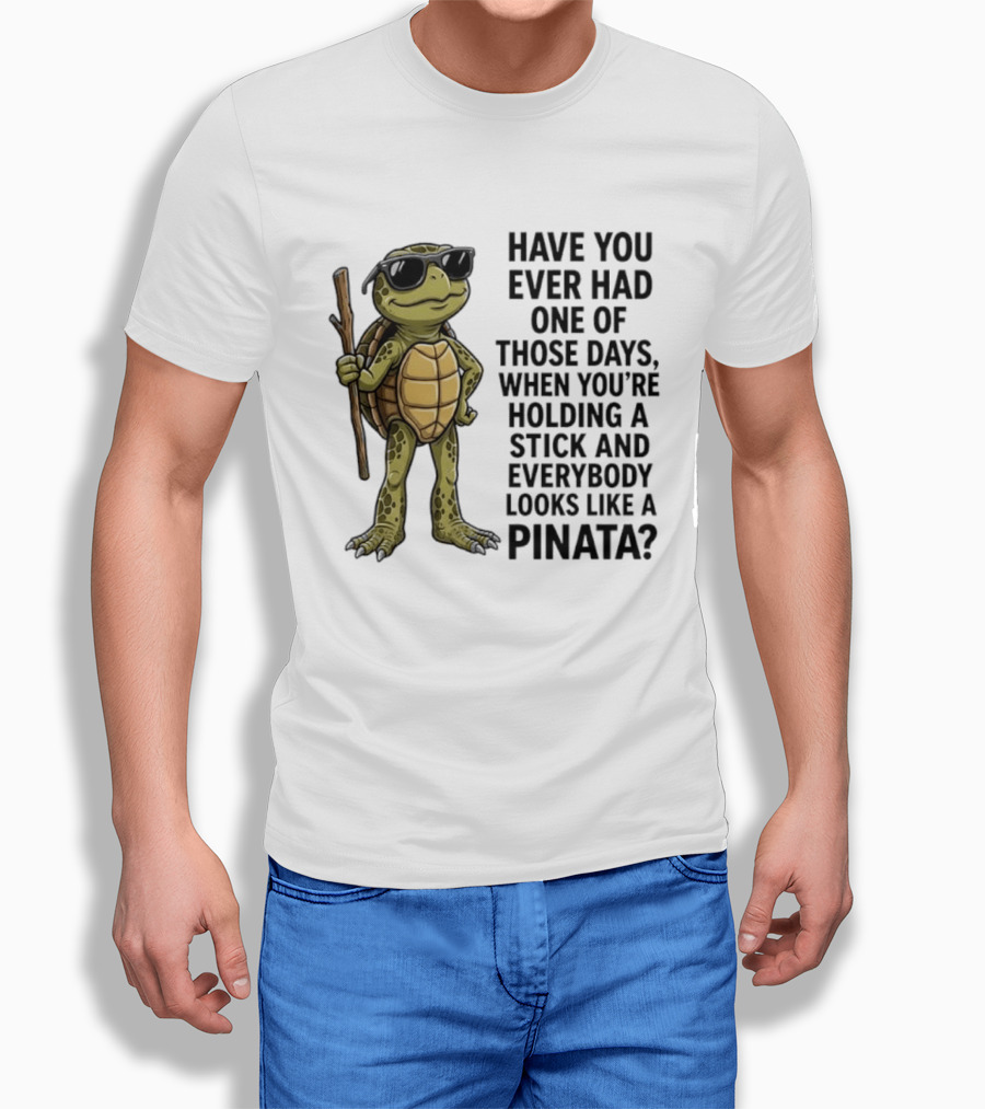 Have You Ever Had One Of Those Days Turtle Holding A Stick Looking Like A Pinata T-Shirt