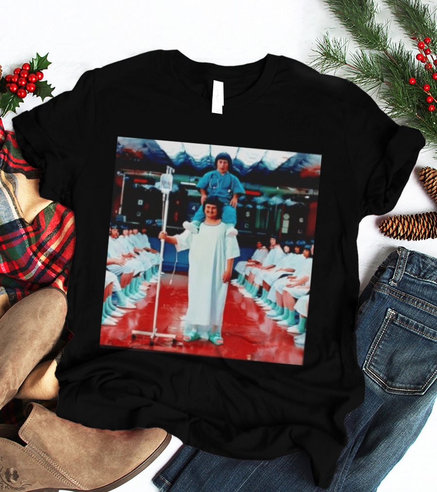 Doctor Riding On Patient Shoulders Hospital Room Surrealism T-Shirt