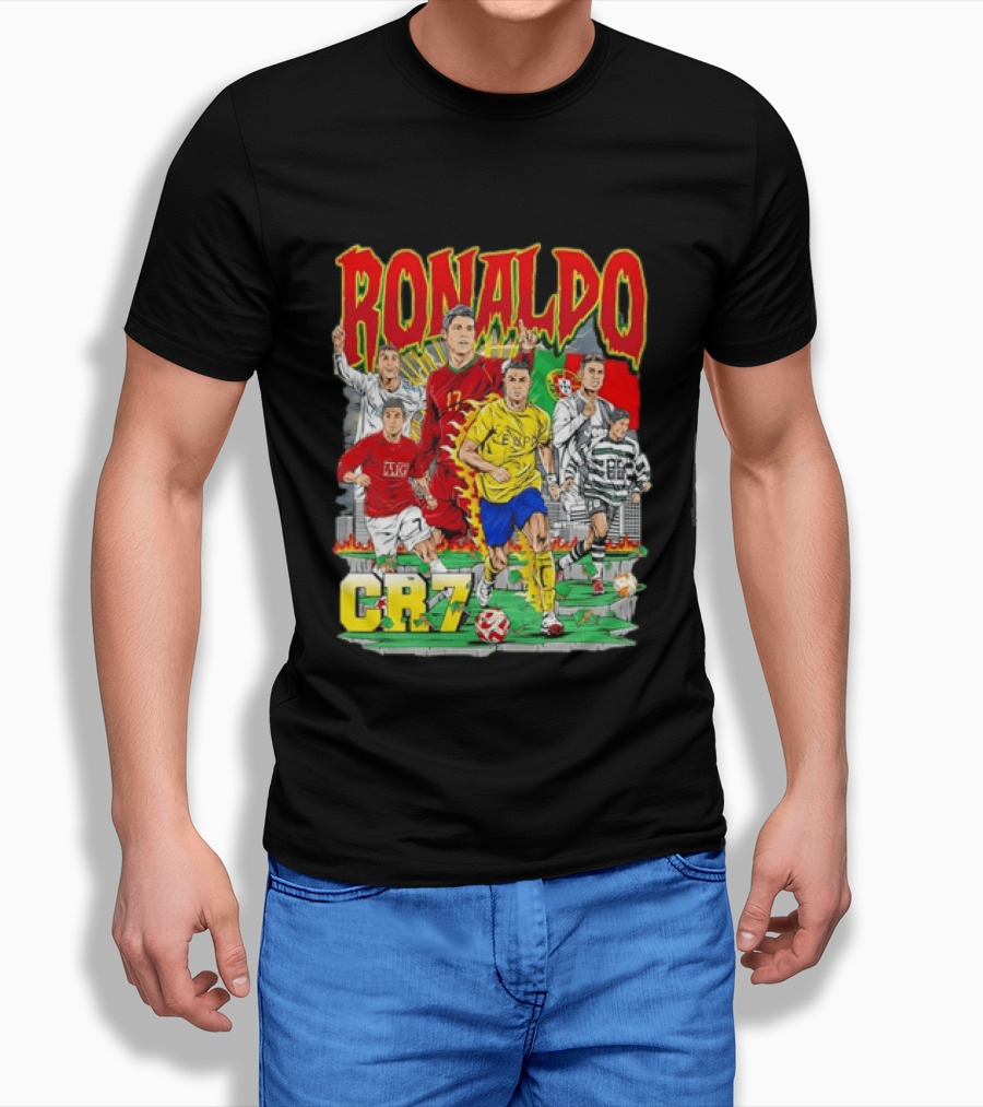 Ronaldo CR7 Football Icon In Action Sports Team Collection T-Shirt