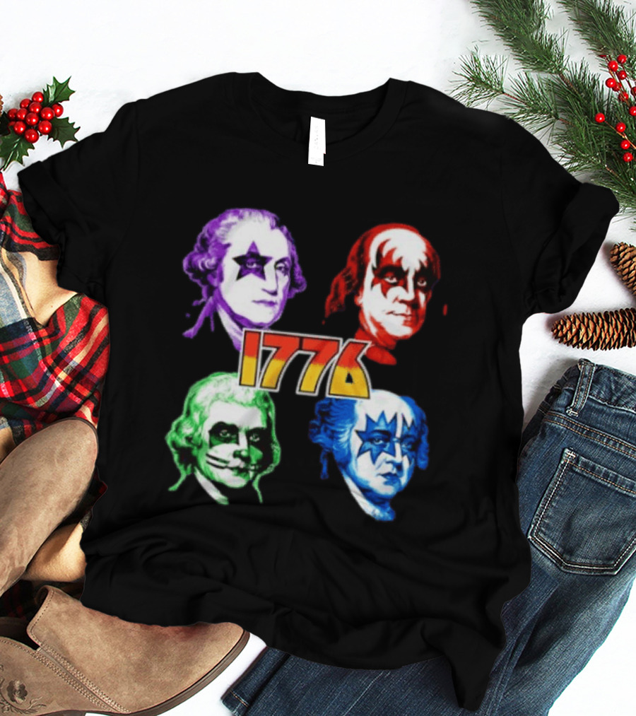 1776 Founding Fathers Rock Band George Washington Benjamin Franklin T-Shirt