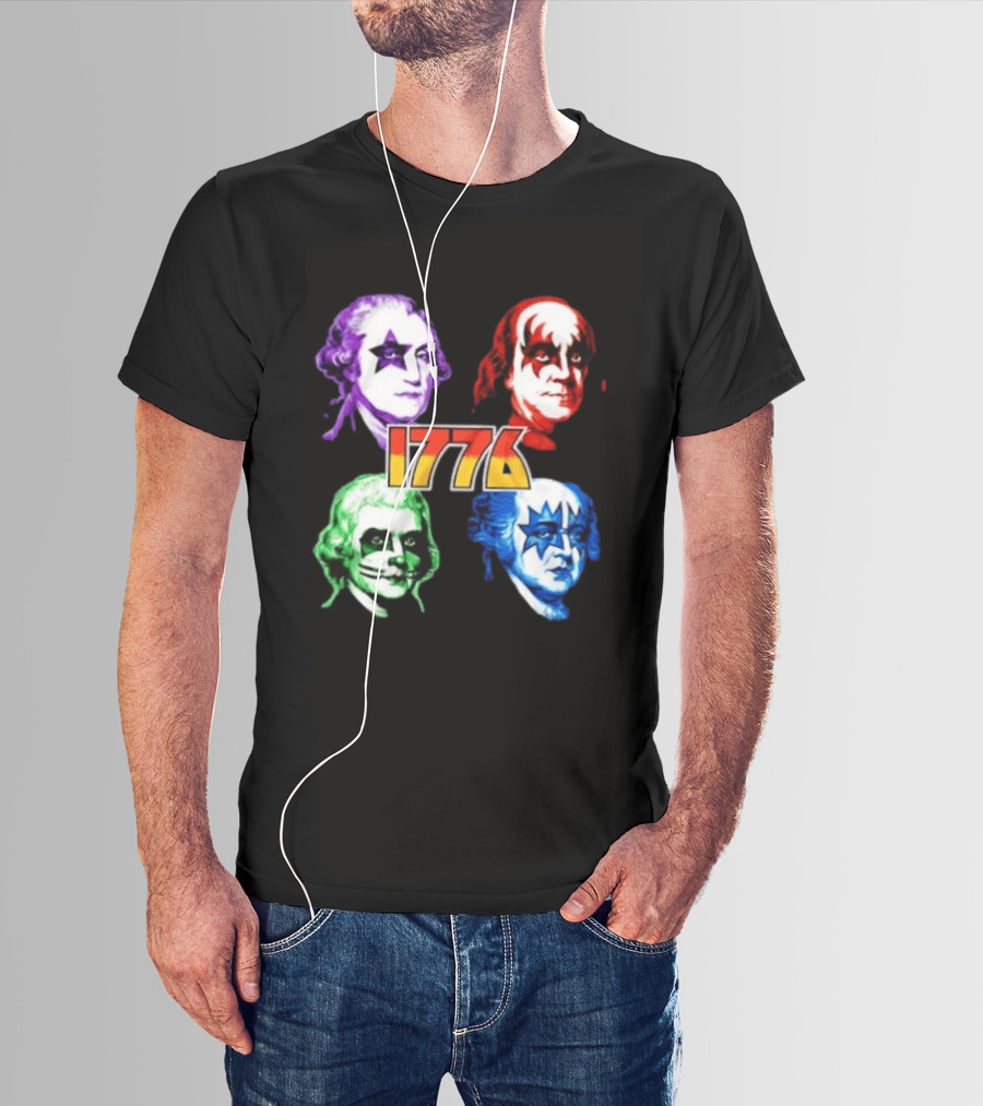 1776 Founding Fathers Rock Band George Washington Benjamin Franklin T-Shirt