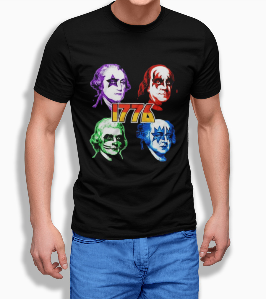 1776 Founding Fathers Rock Band George Washington Benjamin Franklin T-Shirt