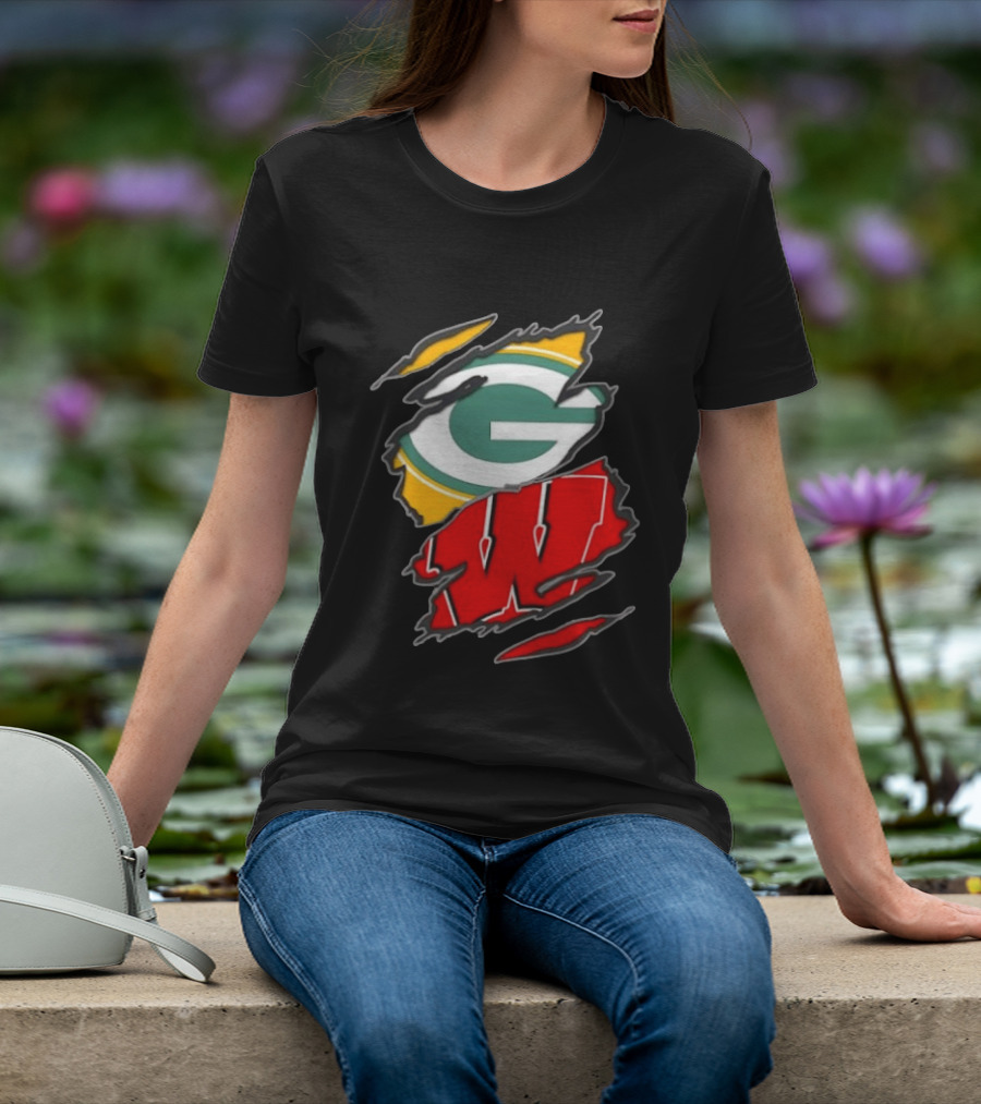 Green Bay Packers Wisconsin Badgers Team Sports Fan T-Shirt